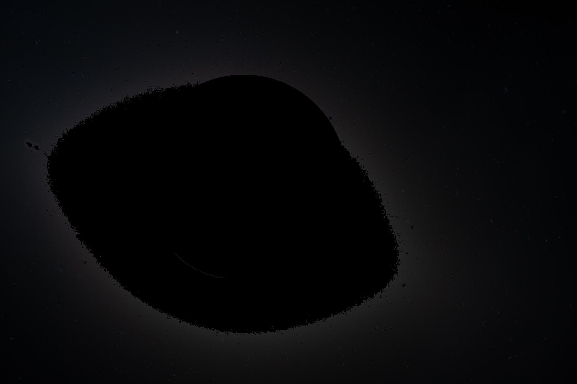 Claude's first masking attempt - almost the entire frame is black. The stars have been masked out along with the corona.